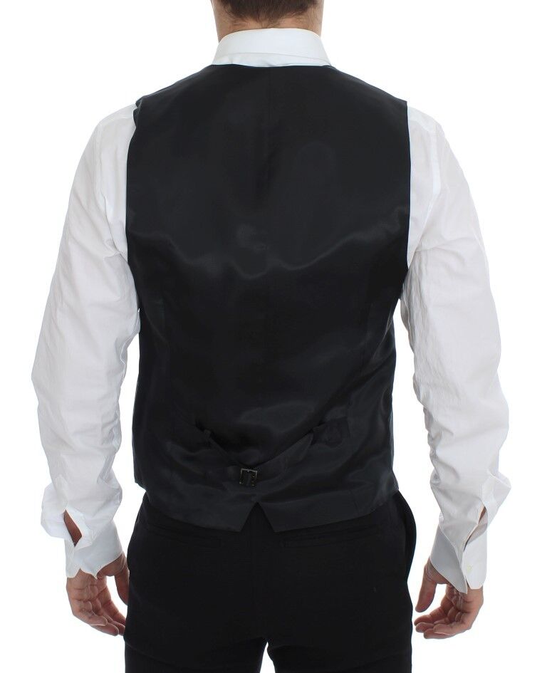 Dolce &amp; Gabbana Sample Sale Dolce &amp; Gabbana Gray Striped Wool Single Breasted Vest - | Designer outlet