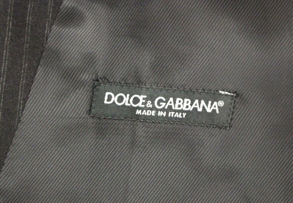 Dolce &amp; Gabbana Sample Sale Dolce &amp; Gabbana Black Striped Wool Single Breasted Vest - | Designer outlet
