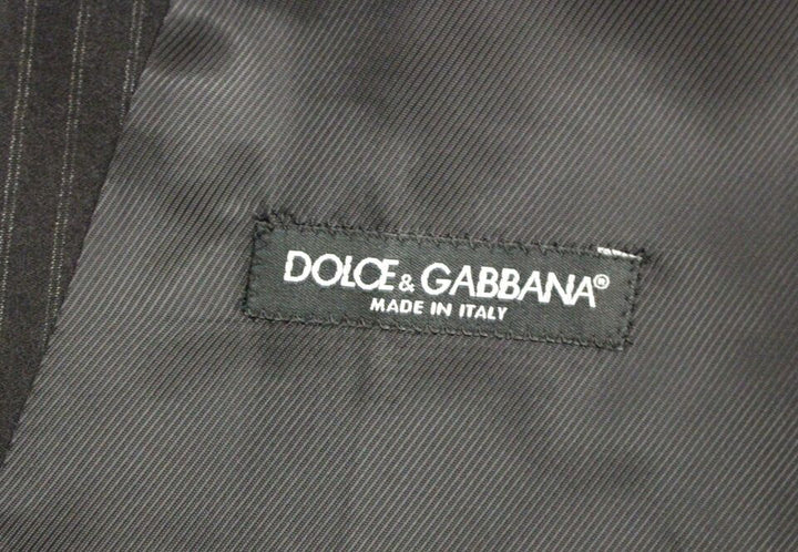 Dolce &amp; Gabbana Sample Sale Dolce &amp; Gabbana Black Striped Wool Single Breasted Vest - | Designer outlet