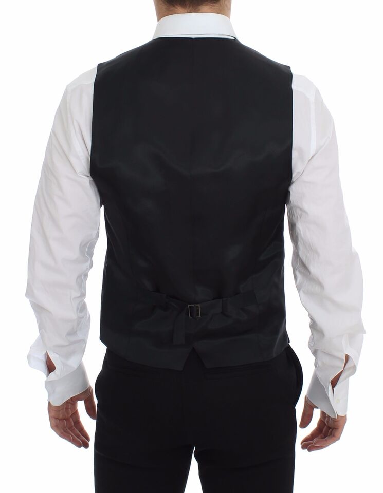 Dolce &amp; Gabbana Sample Sale Dolce &amp; Gabbana Gray Striped Wool Logo Vest Gilet Weste - | Designer outlet