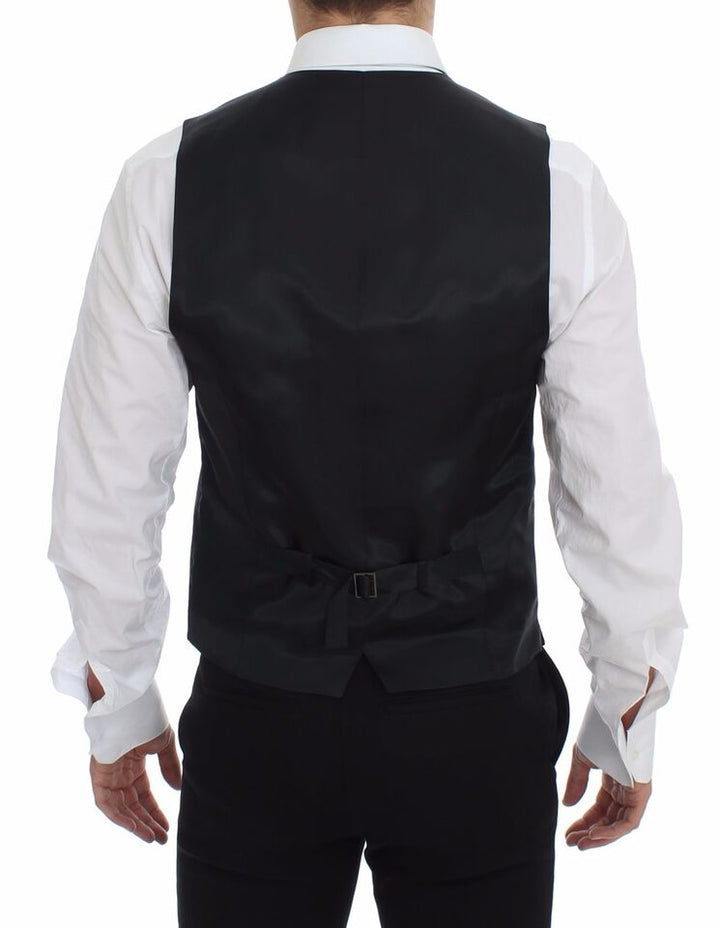 Dolce &amp; Gabbana Sample Sale Dolce &amp; Gabbana Gray Striped Wool Logo Vest Gilet Weste - | Designer outlet