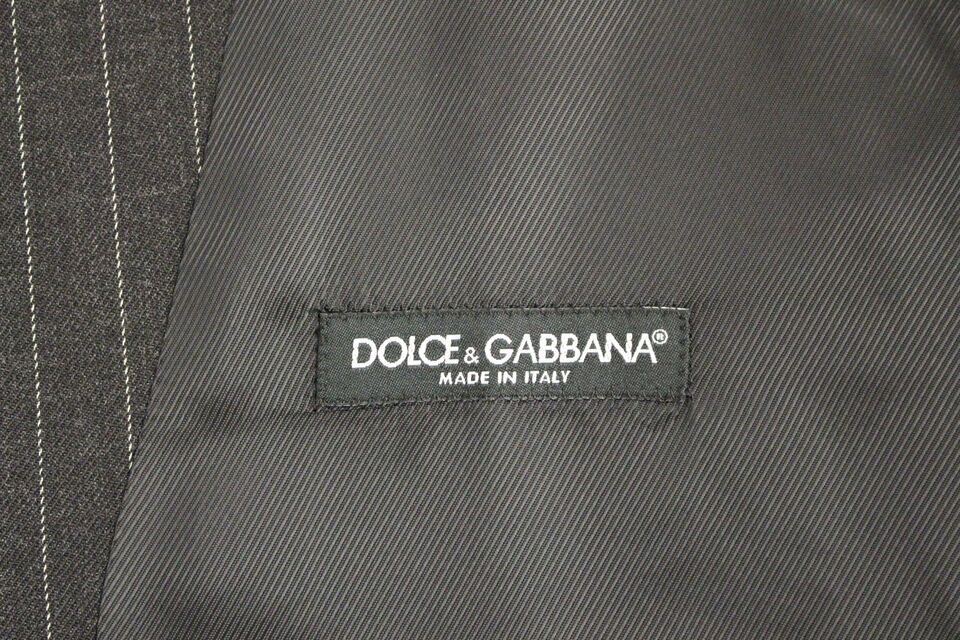 Dolce &amp; Gabbana Sample Sale Dolce &amp; Gabbana Gray Striped Wool Logo Vest Gilet Weste - | Designer outlet
