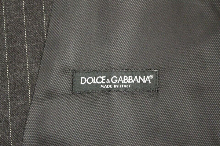 Dolce &amp; Gabbana Sample Sale Dolce &amp; Gabbana Gray Striped Wool Logo Vest Gilet Weste - | Designer outlet