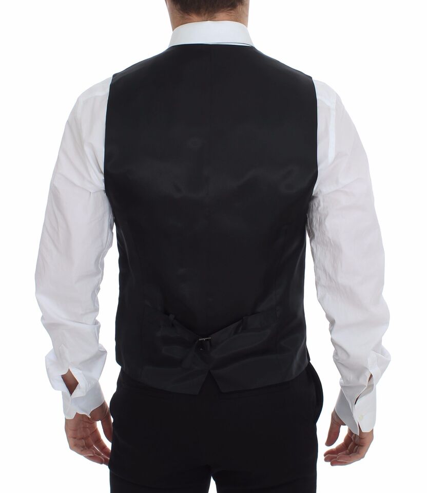 Dolce &amp; Gabbana Sample Sale Dolce &amp; Gabbana Gray Striped Wool Logo Vest Gilet Weste - | Designer outlet