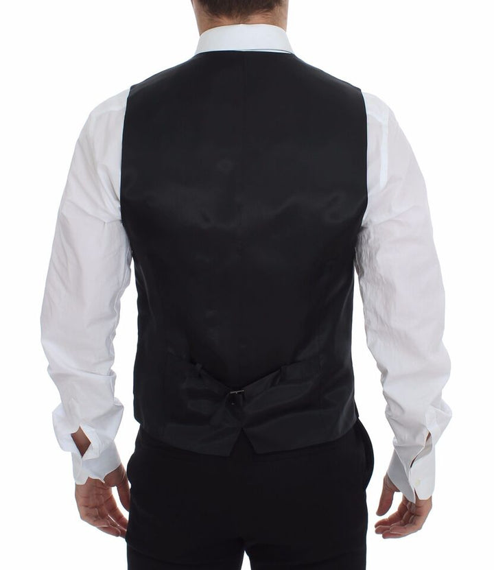 Dolce &amp; Gabbana Sample Sale Dolce &amp; Gabbana Gray Striped Wool Logo Vest Gilet Weste - | Designer outlet