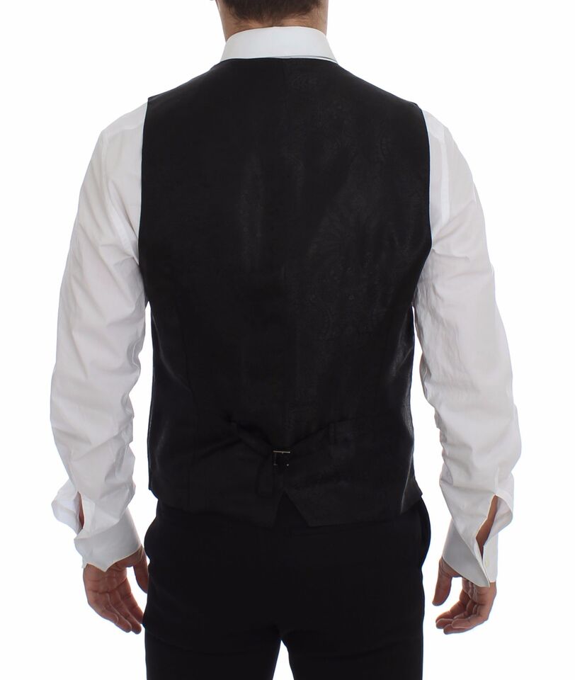 Dolce &amp; Gabbana Sample Sale Dolce &amp; Gabbana Black Striped Wool Logo Vest Gilet Weste - | Designer outlet