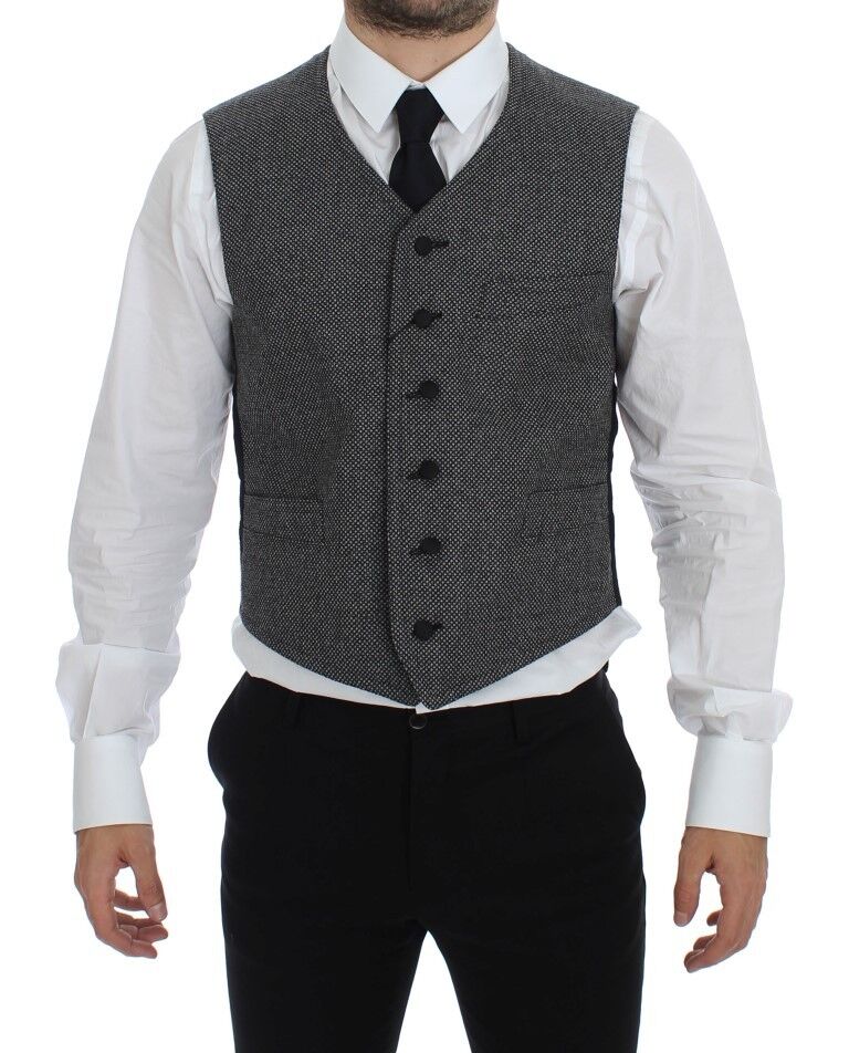 Dolce &amp; Gabbana Sample Sale Dolce &amp; Gabbana Gray Cotton Blend Logo Vest Gilet Weste - | Designer outlet