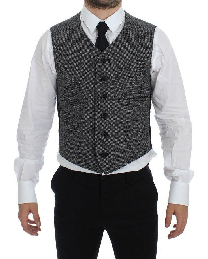 Dolce &amp; Gabbana Sample Sale Dolce &amp; Gabbana Gray Cotton Blend Logo Vest Gilet Weste - | Designer outlet