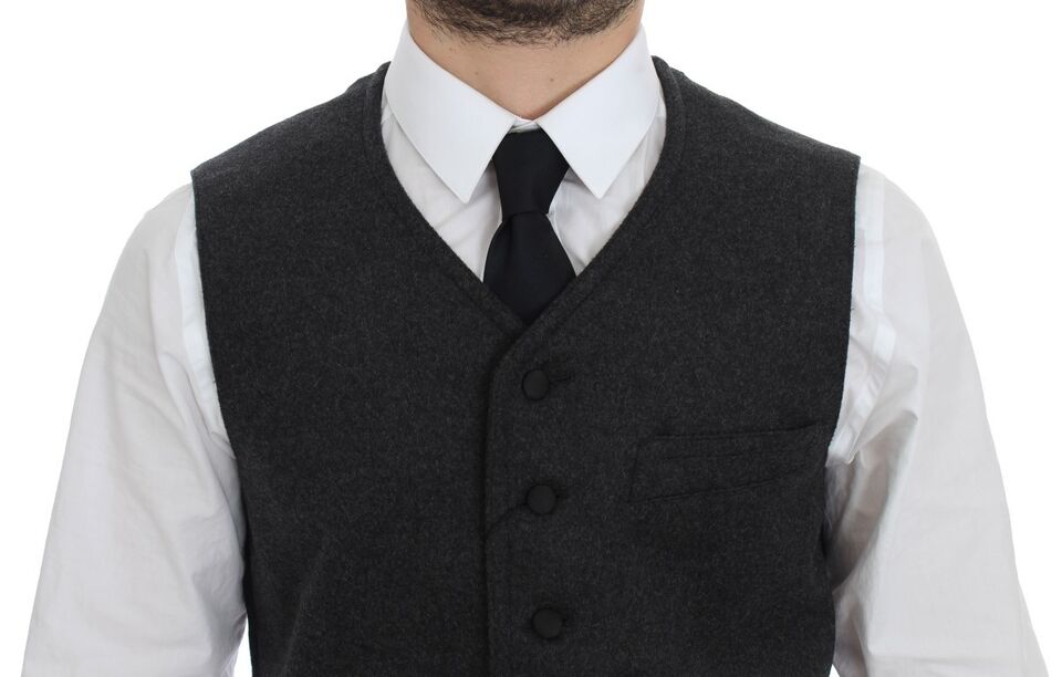 Dolce &amp; Gabbana Sample Sale Dolce &amp; Gabbana Gray Wool Blend Logo Vest Gilet Weste - | Designer outlet