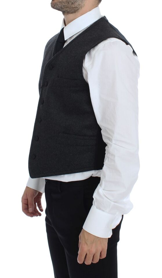 Dolce &amp; Gabbana Sample Sale Dolce &amp; Gabbana Gray Wool Blend Logo Vest Gilet Weste - | Designer outlet
