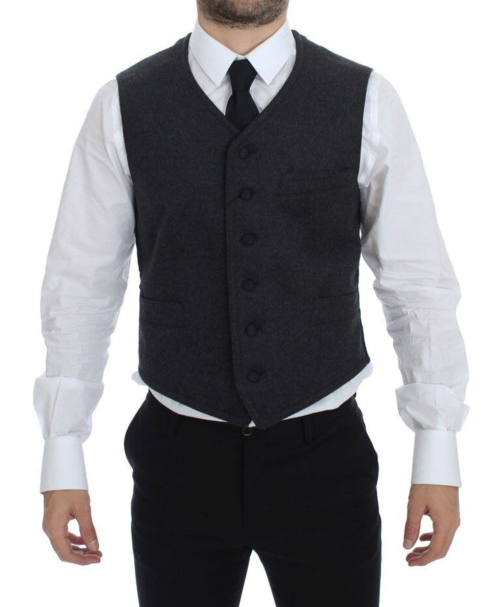 Dolce &amp; Gabbana Sample Sale Dolce &amp; Gabbana Gray Wool Blend Logo Vest Gilet Weste - | Designer outlet