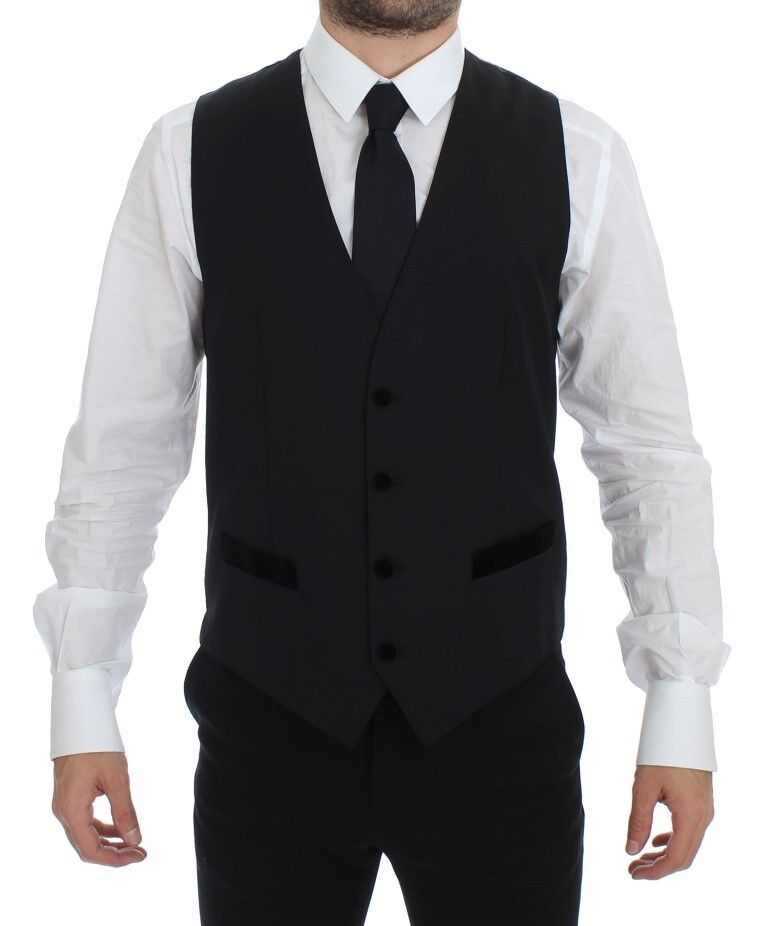 Dolce &amp; Gabbana Sample Sale Dolce &amp; Gabbana Black Wool Formal Dress Vest Gilet Weste - | Designer outlet