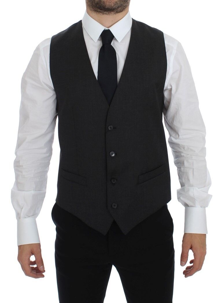 Dolce & Gabbana Gray Wool Formal Dress Vest Gilet Weste by Dolce & Gabbana outlet now on sale
