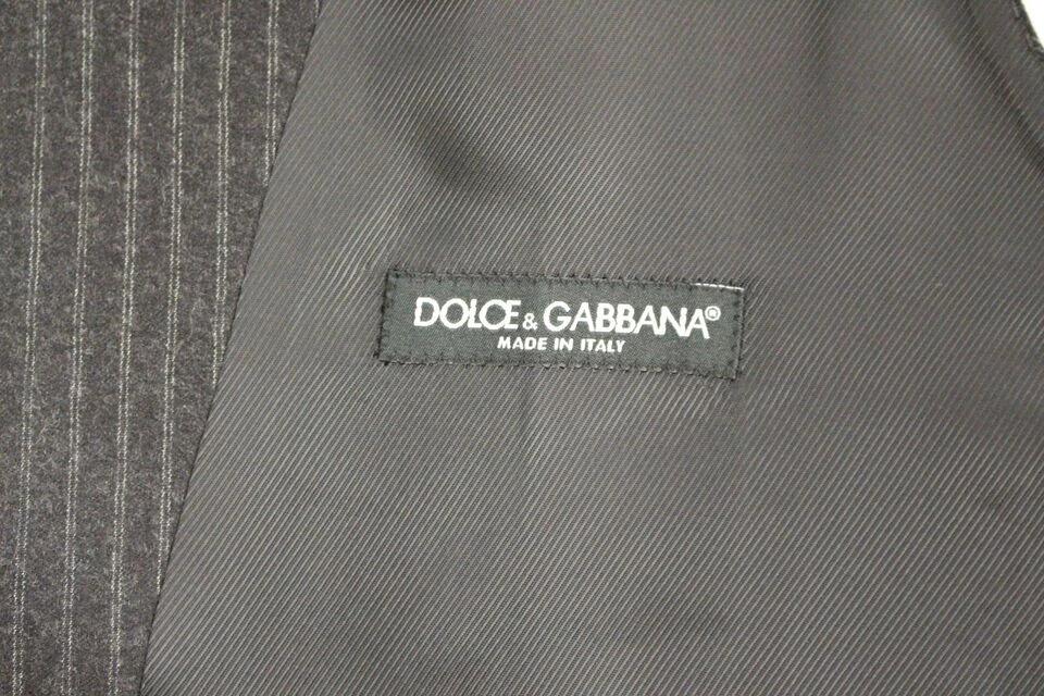 Dolce &amp; Gabbana Sample Sale Dolce &amp; Gabbana Gray Striped Wool Single Breasted Vest - | Designer outlet