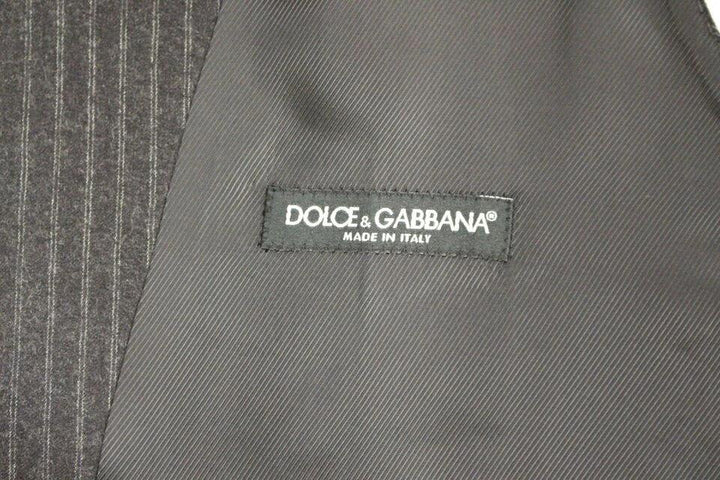 Dolce &amp; Gabbana Sample Sale Dolce &amp; Gabbana Gray Striped Wool Single Breasted Vest - | Designer outlet