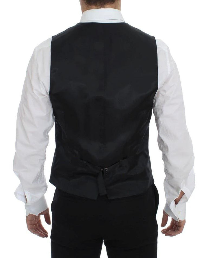 Dolce &amp; Gabbana Sample Sale Dolce &amp; Gabbana Gray Striped Wool Single Breasted Vest - | Designer outlet