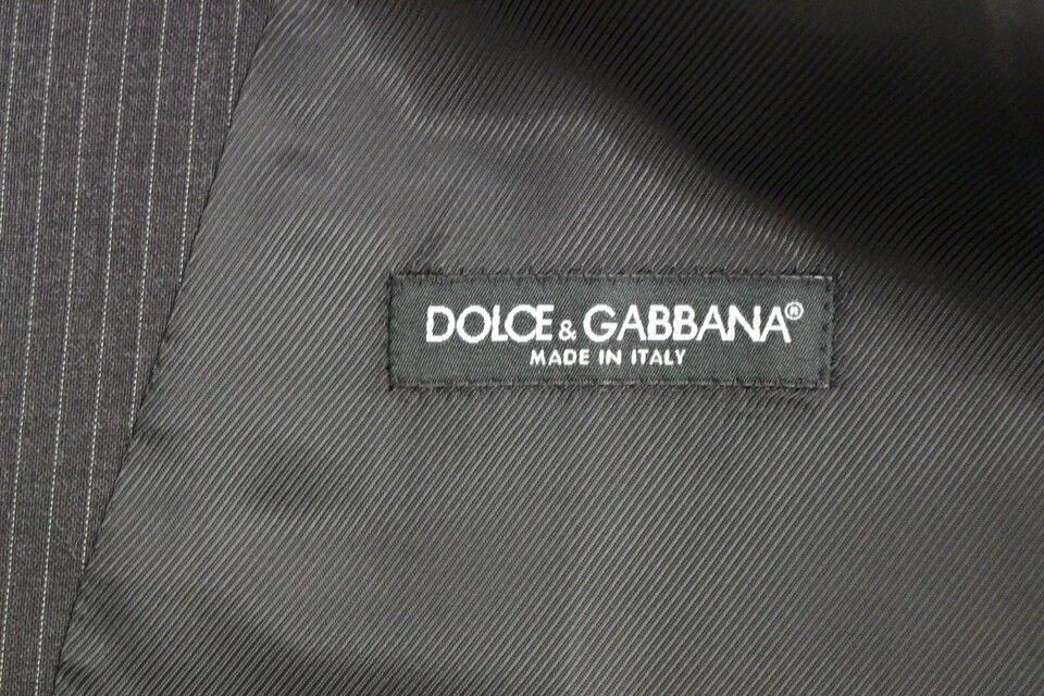 Dolce &amp; Gabbana Sample Sale Dolce &amp; Gabbana Gray Striped Wool Single Breasted Vest - | Designer outlet