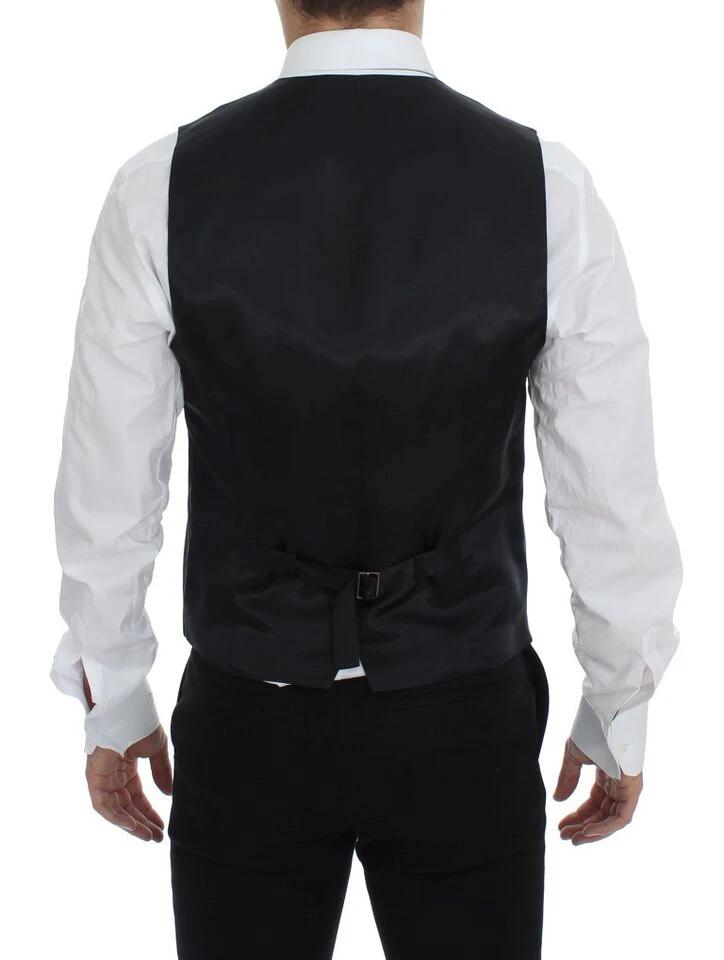 Dolce &amp; Gabbana Sample Sale Dolce &amp; Gabbana Black Striped Wool Single Breasted Vest - | Designer outlet