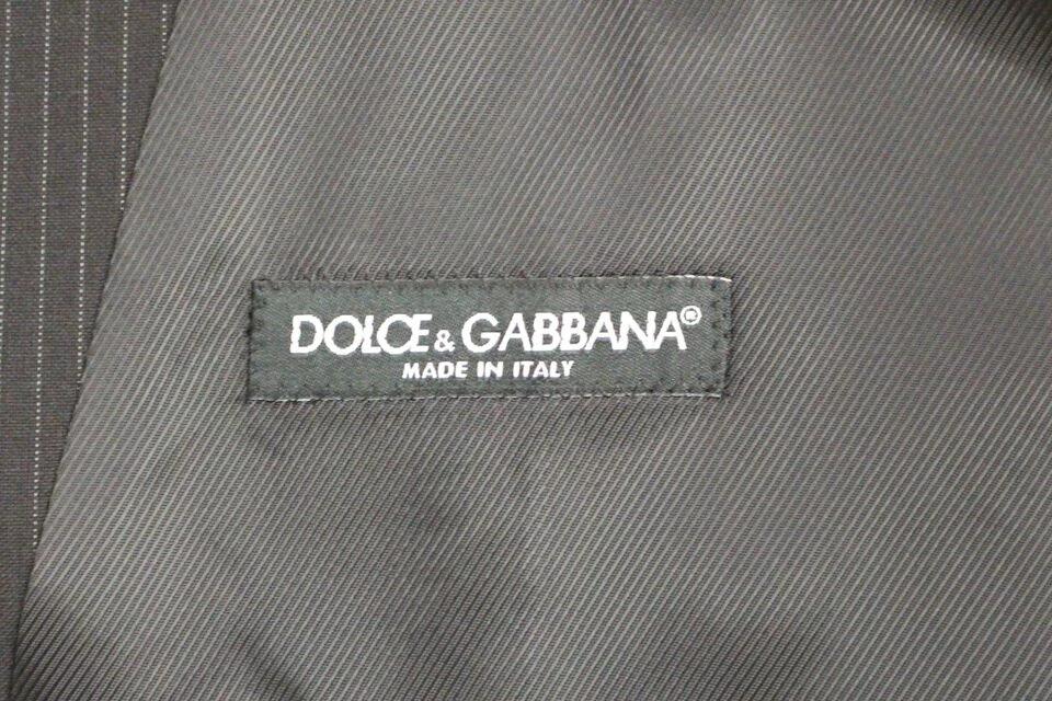 Dolce &amp; Gabbana Sample Sale Dolce &amp; Gabbana Black Striped Wool Single Breasted Vest - | Designer outlet