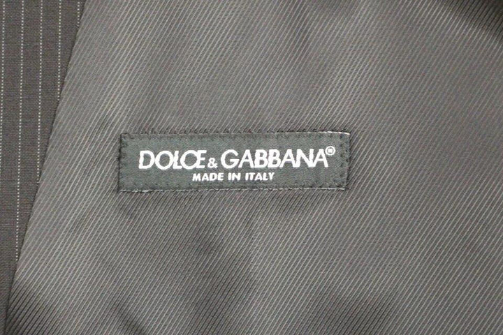 Dolce &amp; Gabbana Sample Sale Dolce &amp; Gabbana Black Striped Wool Single Breasted Vest - | Designer outlet