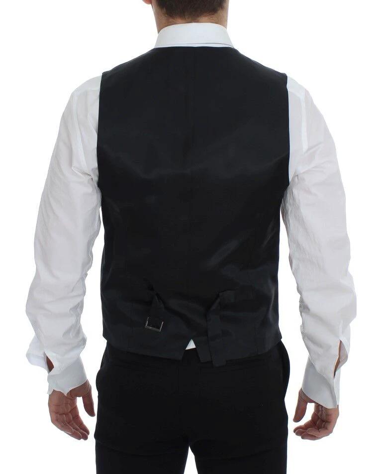 Dolce &amp; Gabbana Sample Sale Dolce &amp; Gabbana Gray Striped Wool Single Breasted Vest - | Designer outlet