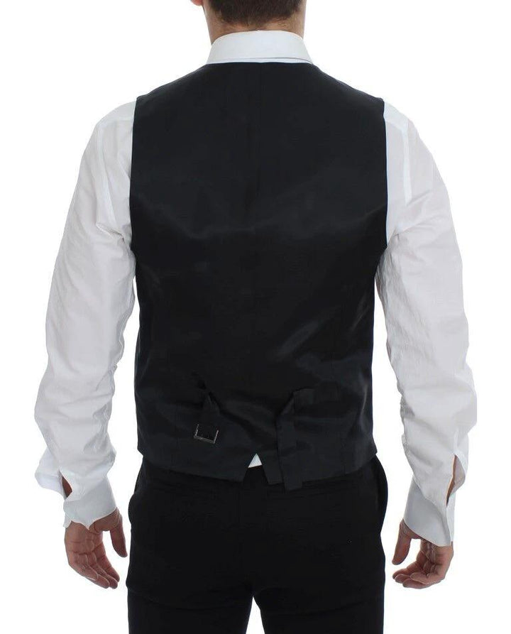 Dolce &amp; Gabbana Sample Sale Dolce &amp; Gabbana Gray Striped Wool Single Breasted Vest - | Designer outlet