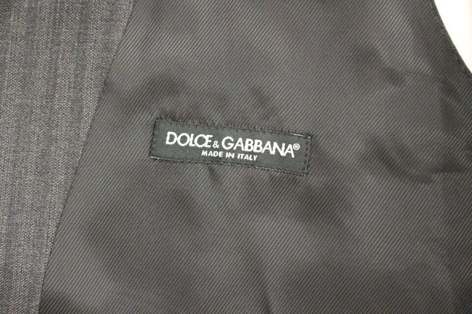 Dolce &amp; Gabbana Sample Sale Dolce &amp; Gabbana Gray Striped Wool Single Breasted Vest - | Designer outlet