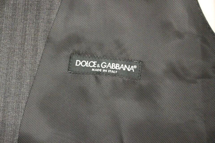 Dolce &amp; Gabbana Sample Sale Dolce &amp; Gabbana Gray Striped Wool Single Breasted Vest - | Designer outlet
