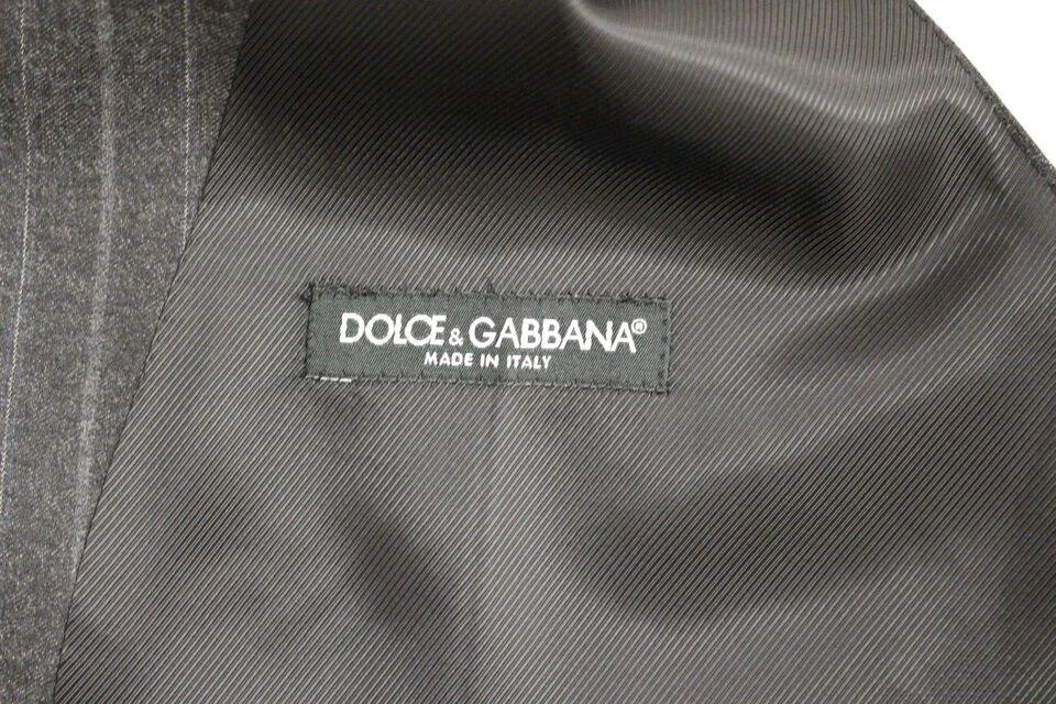 Dolce &amp; Gabbana Gray Striped Wool Logo Vest Gilet Weste by Dolce &amp; Gabbana outlet now on sale