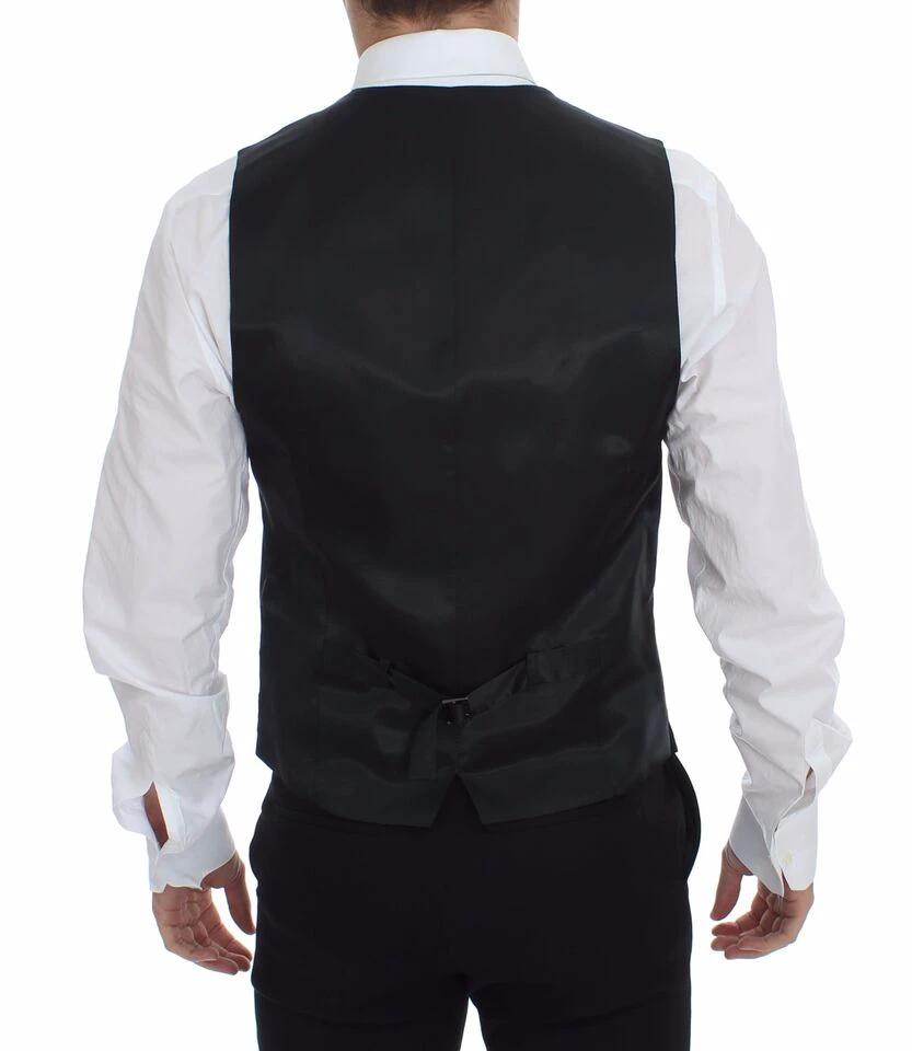 Dolce &amp; Gabbana Gray Striped Wool Logo Vest Gilet Weste by Dolce &amp; Gabbana outlet now on sale