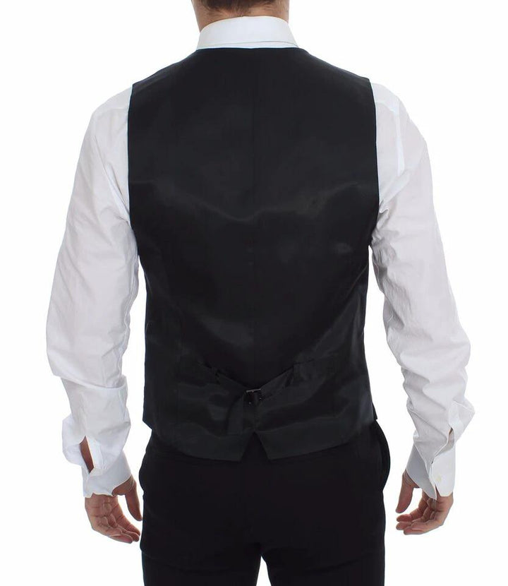 Dolce &amp; Gabbana Gray Striped Wool Logo Vest Gilet Weste by Dolce &amp; Gabbana outlet now on sale