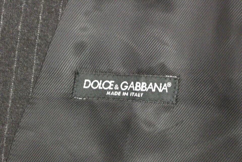 Dolce &amp; Gabbana Gray Striped Wool Logo Vest Gilet Vests by Dolce &amp; Gabbana outlet now on sale