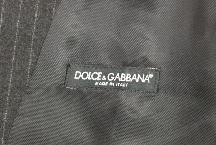 Dolce &amp; Gabbana Gray Striped Wool Logo Vest Gilet Vests by Dolce &amp; Gabbana outlet now on sale
