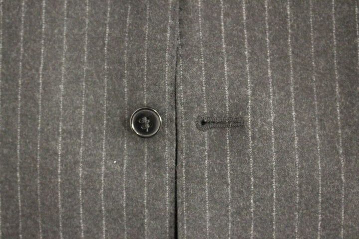 Dolce &amp; Gabbana Gray Striped Wool Logo Vest Gilet Vests by Dolce &amp; Gabbana outlet now on sale
