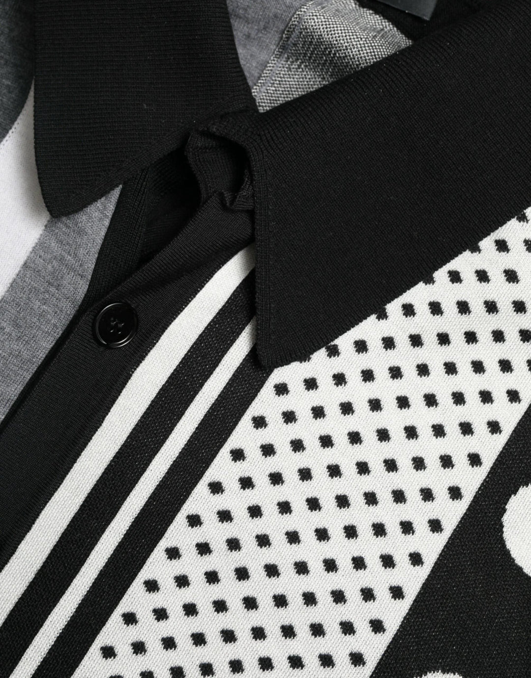 Dolce &amp; Gabbana Sample Sale Dolce &amp; Gabbana Black White Jumper Cardigan Polo Sweater - | Designer outlet