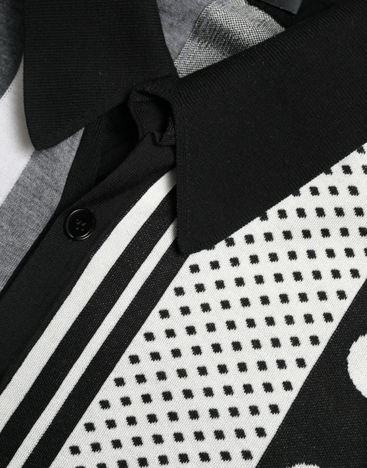 Dolce &amp; Gabbana Sample Sale Dolce &amp; Gabbana Black White Jumper Cardigan Polo Sweater - | Designer outlet