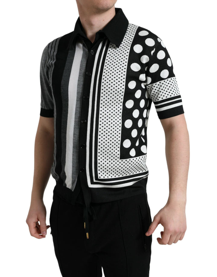 Dolce &amp; Gabbana Sample Sale Dolce &amp; Gabbana Black White Jumper Cardigan Polo Sweater - | Designer outlet