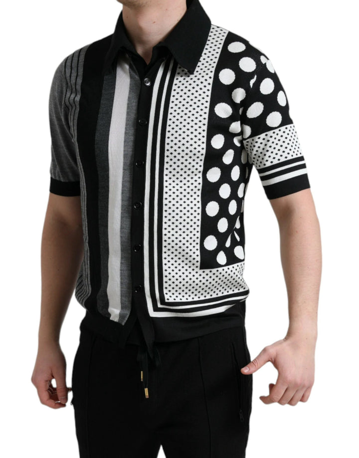 Dolce &amp; Gabbana Sample Sale Dolce &amp; Gabbana Black White Jumper Cardigan Polo Sweater - | Designer outlet