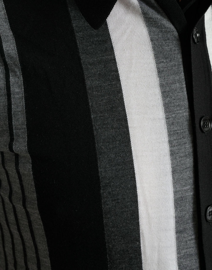 Dolce &amp; Gabbana Sample Sale Dolce &amp; Gabbana Black White Jumper Cardigan Polo Sweater - | Designer outlet