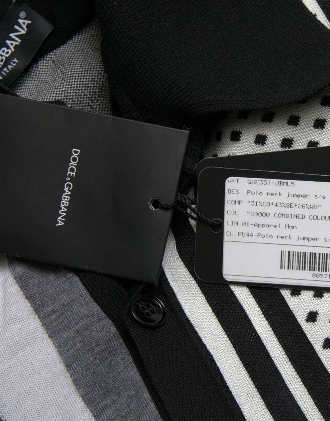 Dolce &amp; Gabbana Sample Sale Dolce &amp; Gabbana Black White Jumper Cardigan Polo Sweater - | Designer outlet