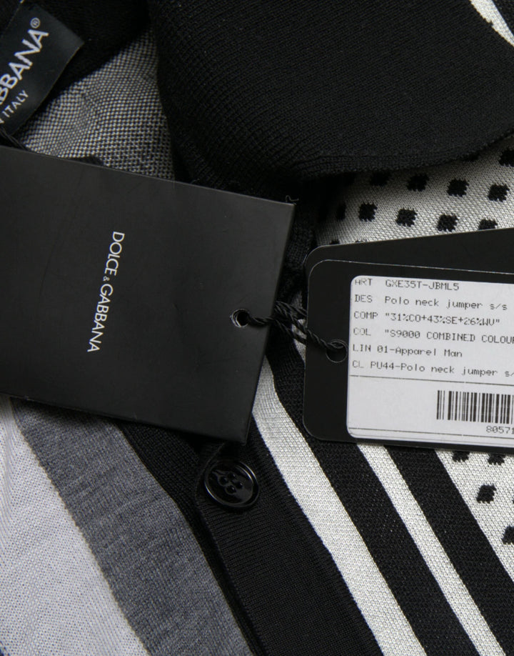 Dolce &amp; Gabbana Sample Sale Dolce &amp; Gabbana Black White Jumper Cardigan Polo Sweater - | Designer outlet