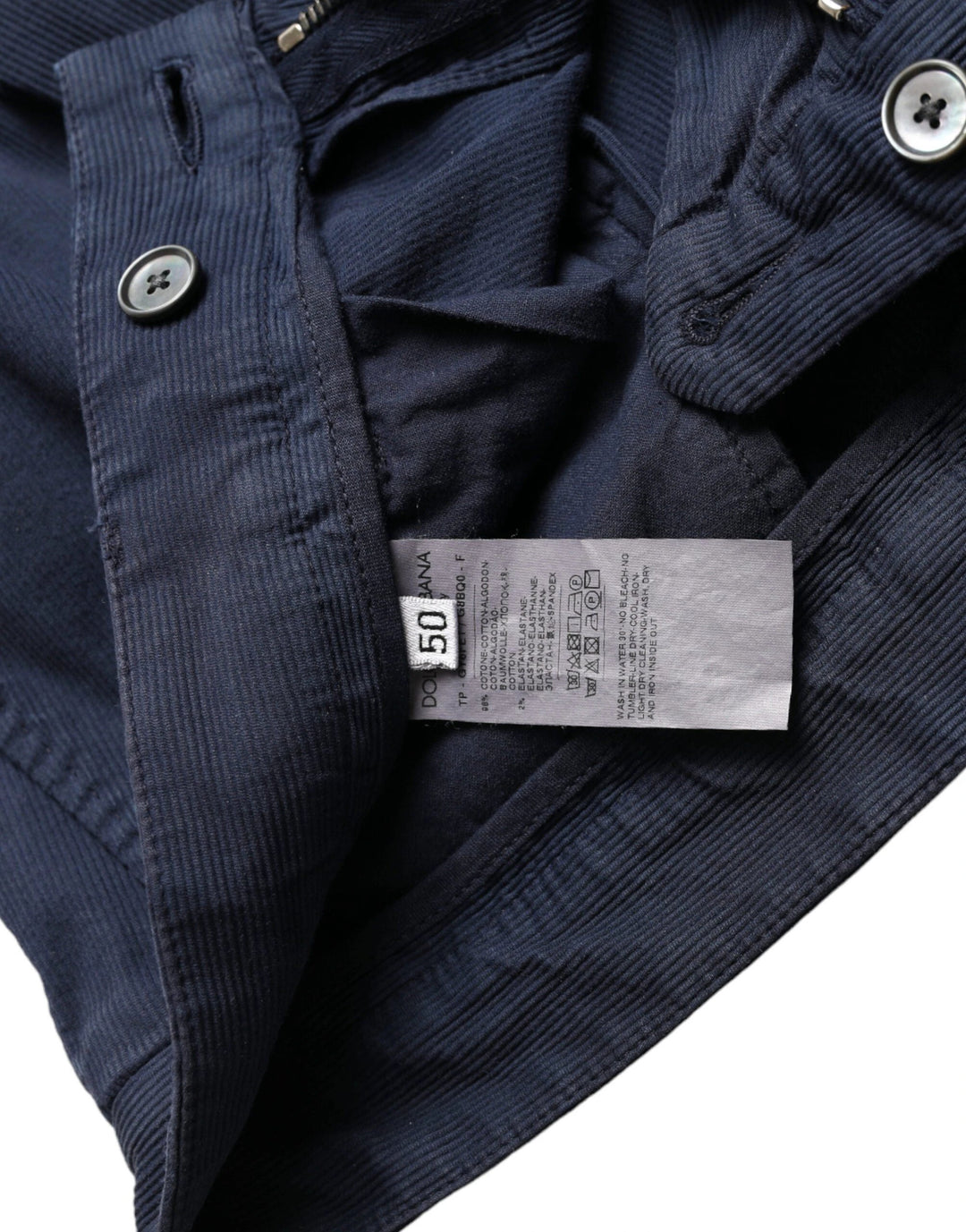 Dolce &amp; Gabbana Sample Sale Dolce &amp; Gabbana Dark Blue Cotton Stretch Slim Fit Dress Pants - | Designer outlet