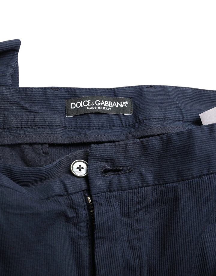 Dolce &amp; Gabbana Sample Sale Dolce &amp; Gabbana Dark Blue Cotton Stretch Slim Fit Dress Pants - | Designer outlet