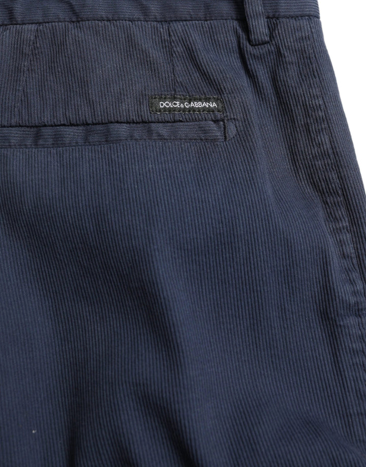 Dolce &amp; Gabbana Sample Sale Dolce &amp; Gabbana Dark Blue Cotton Stretch Slim Fit Dress Pants - | Designer outlet