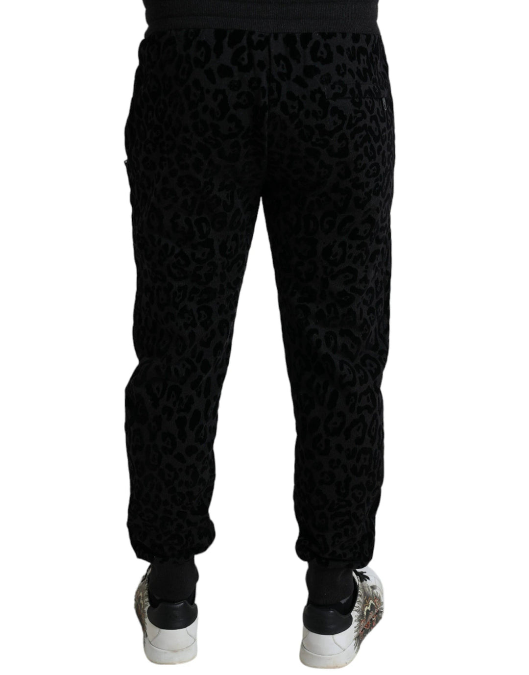 Dolce &amp; Gabbana Sample Sale Dolce &amp; Gabbana Black Leopard Cotton Slim Fit Jogger Pants - | Designer outlet