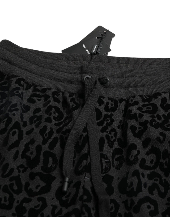 Dolce &amp; Gabbana Sample Sale Dolce &amp; Gabbana Black Leopard Cotton Slim Fit Jogger Pants - | Designer outlet