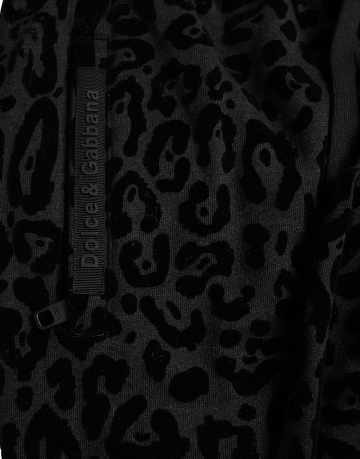 Dolce &amp; Gabbana Sample Sale Dolce &amp; Gabbana Black Leopard Cotton Slim Fit Jogger Pants - | Designer outlet