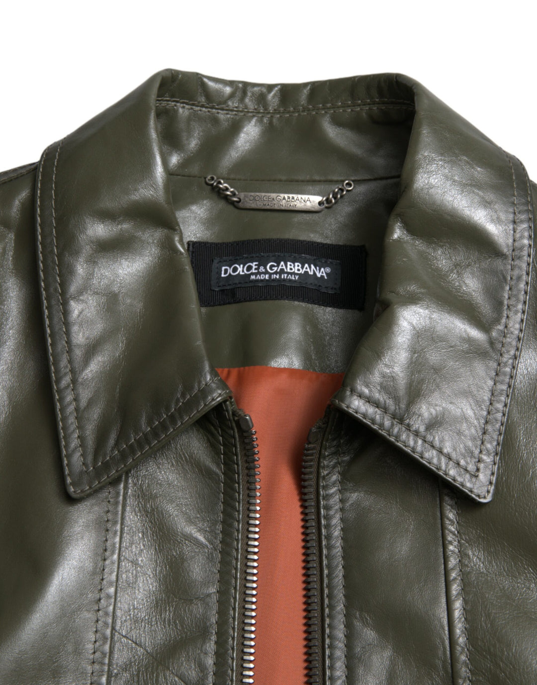 Dolce & Gabbana - Dolce & Gabbana Emerald Elegance Leather Biker Jacket - JKT3755 - 50 - Ask Me Wear