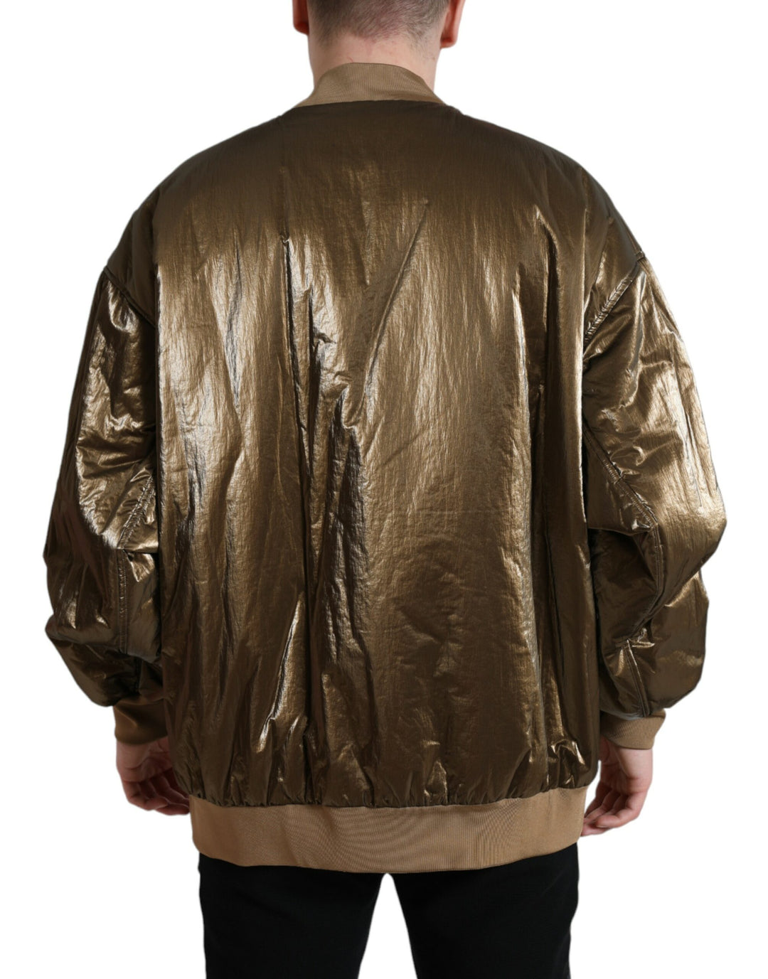 Dolce & Gabbana - Dolce & Gabbana Elegant Bronze Bomber Jacket - JKT3769 - 54 - Ask Me Wear