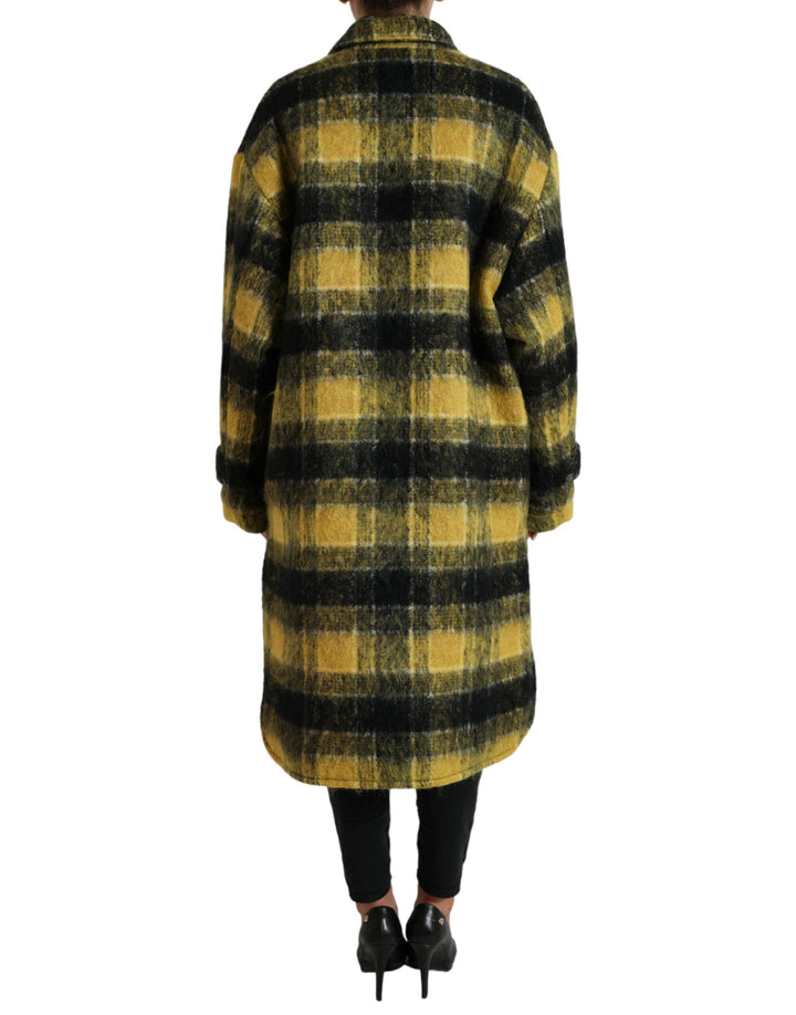 Dolce & Gabbana - Dolce & Gabbana Chic Plaid Long Coat in Sunshine Yellow - JKT3693 - 40 - Ask Me Wear